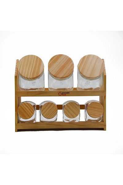 Cemre Kitchen Plus A set of spices cans with a wooden stand