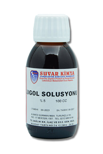 Suvar Kimya Lugol Solüsyonu %5 100ml (İyot Çözeltisi)