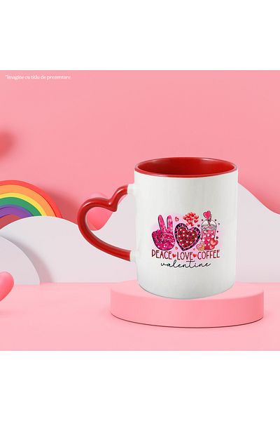 StoryGift Romania Mug with the message "Peace, love, coffee, Valentine", peace, love, coffee, Valentine, With, STG