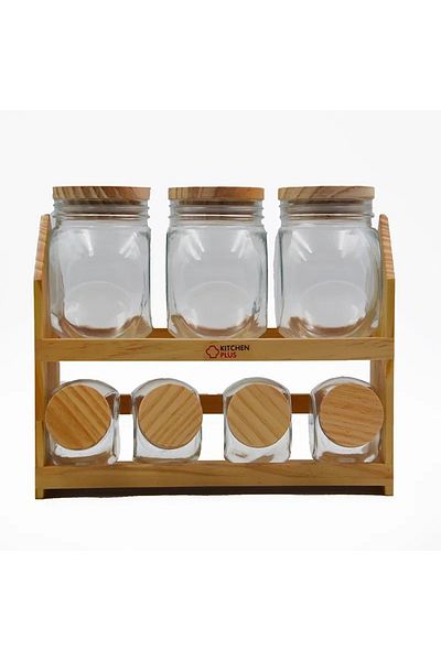 Cemre Kitchen Plus A set of spices cans with a wooden stand