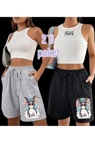 belean 2 Pack Printed Regular Shorts Sweat Repellent Summer No Pilling