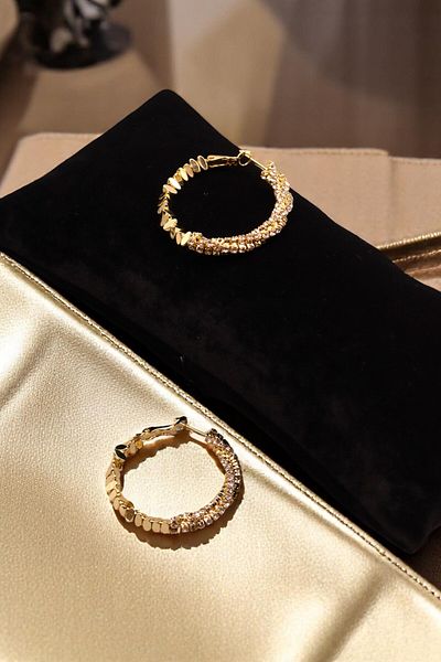 HFKY Women's Hoop Earrings. Stoned Hoop Earrings. Sequin Look Stone Design Earrings.