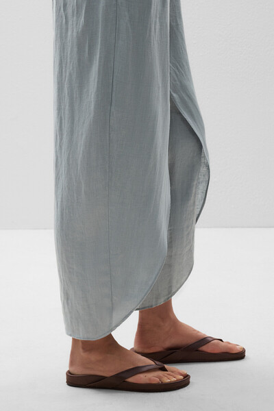Oysho 100% linen barrel trousers with rounded slits