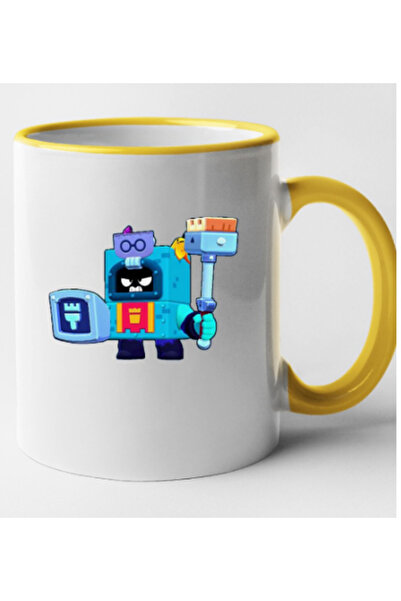 OEM Cană personalizată cu mâner galben Brawl Star - Ash, INOVATIX®. 330ml