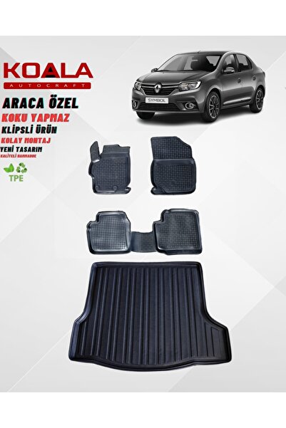 KoalaOtoTekstil Renault Symbol Araca Özel Paspas 2013 Sonrası 3d Havuzlu Paspas ve Bagaj Havuzu