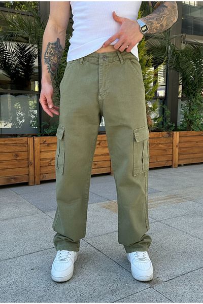 serline Khaki Baggy Cargo Pants