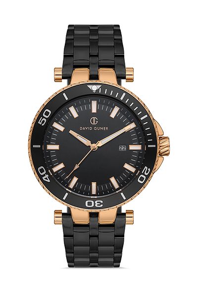 DAVID GUNER Rose Black Coated Black Dial Men's Wristwatch Dg-8393Ga-R2