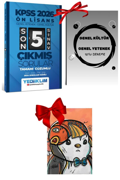 Yediiklim Yayınları 2026 KPSS Önlisans Çıkmış Sorular Son 5 Sınav + KPSS10 De...