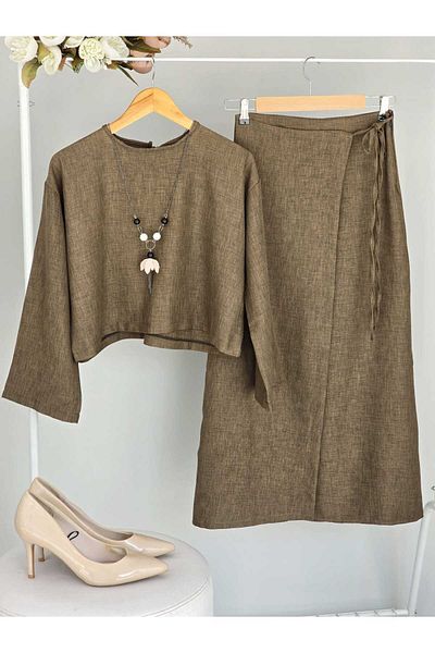 ENDAMIM Linen Skirt Set