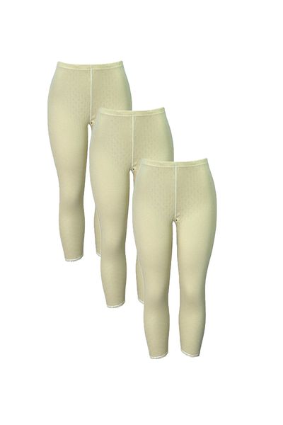 City Rose Fashion 3-Pieces Women Underwear Leggings Perforated Cotton 100%