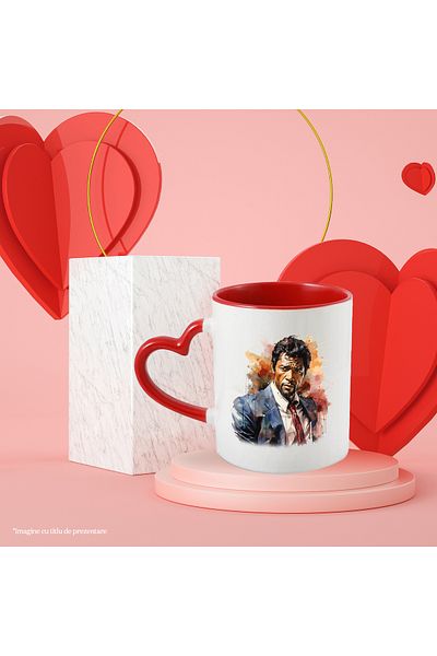 StoryGift Romania Cana Cu Idris Elba, Actor Celebru, Filme, Hollywood, Multicolor 330 Ml, Ceramica, Cu Maner Inim Stg