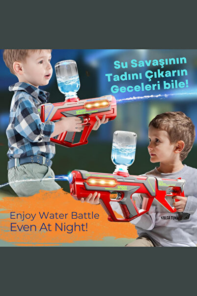 welcomein Oyuncak Şarjlı Ledli Işıklı Su Tabancası ve Tüfek 2IN1