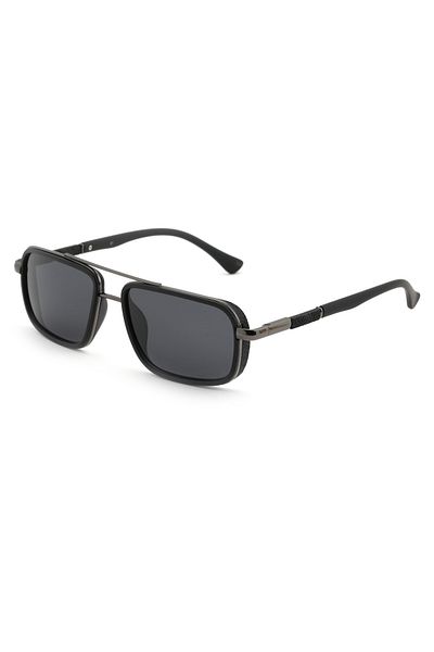 Angel Eyes Rectangle Design Black Frame Black Glass Polarized Glasses Women&Men