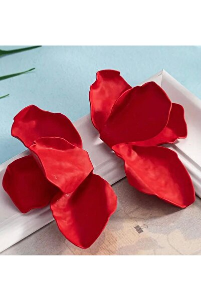 Burroe Atalier Retro Style Elegant Red 3D Flower Earrings
