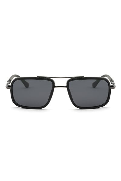 Angel Eyes Rectangle Design Black Frame Black Glass Polarized Glasses Women&Men