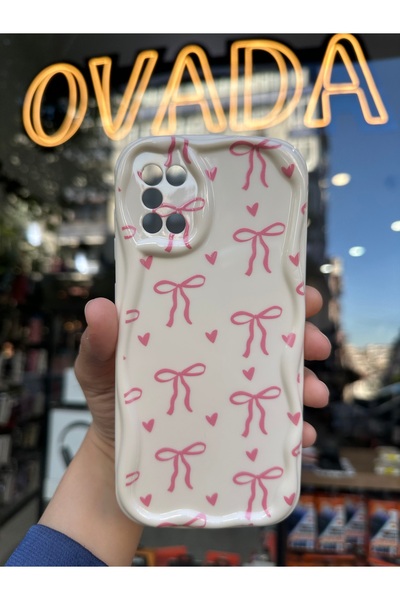 OVADA SAMSUNG GALAXY A31 Uyumlu Kamera Korumalı Dalgalı Kenarlı Kalp ve Kurde...