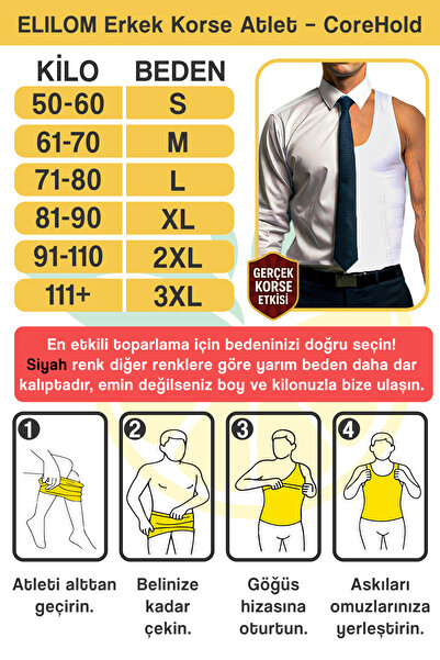 elilom Men's Shapewear Tank Top - Belly and Chest Tightener, Upright Posture Supported Fit Corset Tank Top