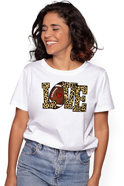 StoryGift Romania Tricou Femei Cu O Minge De Forbal American Cu Mesajul "love...