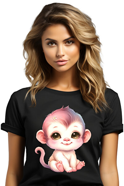 StoryGift Romania Tricou Femei Cu O Maimutica Fericita, Copilarie, Joaca, Flo...