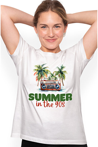 StoryGift Romania Tricou Femei Cu Mesajul "summer In The 90s", Ilustratie, St...