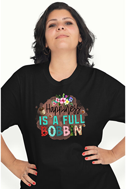 StoryGift Romania Tricou Femei Cu Mesajul "happiness Is A Full Bobbin", Profe...