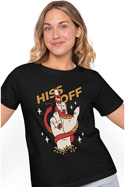 StoryGift Romania Tricou Femei Cu Mesaj In Engleza Hiss Off, Sarpe, Mana, Ste...