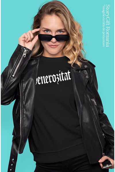 StoryGift Romania Tricou Femei Generozitate, Mesaj Motivational, Cuvant, Text Inspirational, Self Blk_l