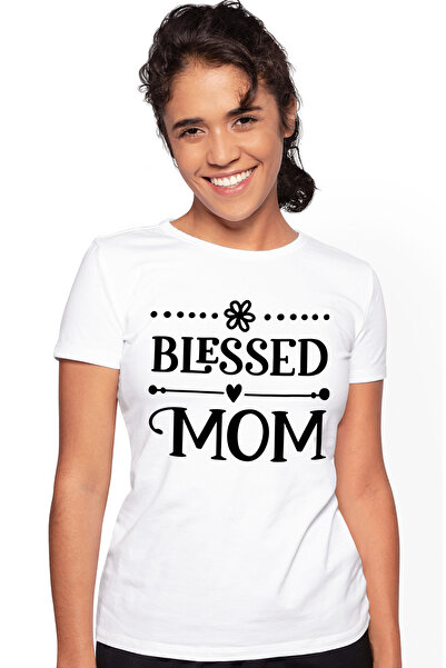 StoryGift Romania Tricou Femei Cu Inimioara Si Textul In Engleza "blessed Mom...