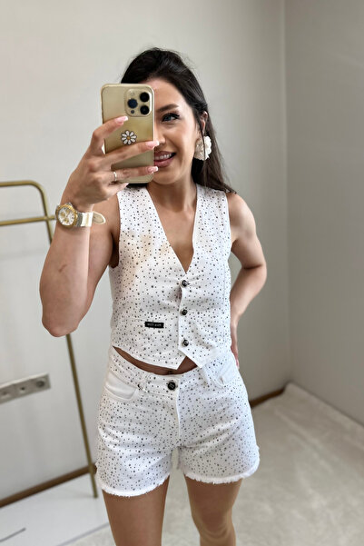 MoyStore Prmiumm mm White Design Shorts Vest Suit