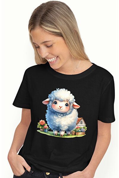 StoryGift Romania Tricou Femei Cu O Oita, Ilustratie, Multa Lana, Floricele, ...