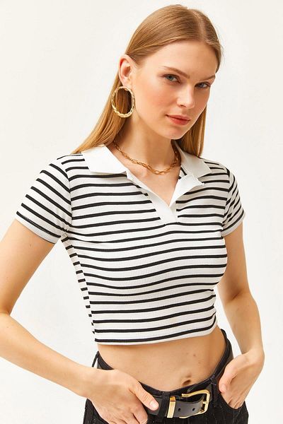 Giyimsel Polo Collar Striped Badi