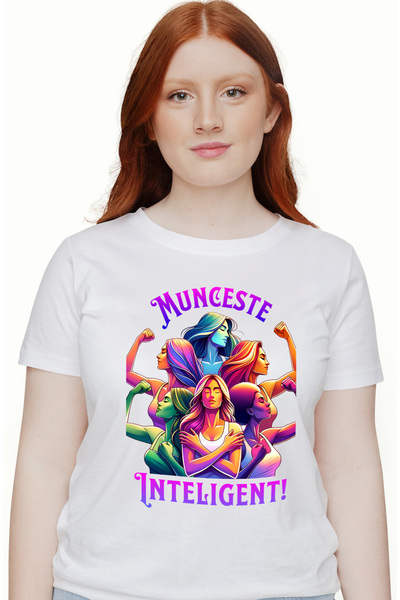 StoryGift Romania Tricou Femei Femeie Sportiva Zen Text Motivational Munceste...