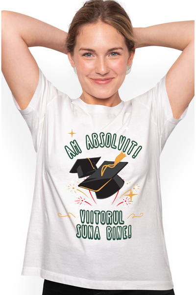StoryGift Romania Tricou Femei Am Absolvit! Viitorul Suna Bine! Facultate, Sc...