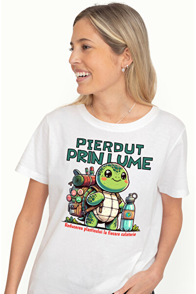 StoryGift Romania Tricou Femei Testoasa Calator Pierdut In Lume, Iubitor De N...