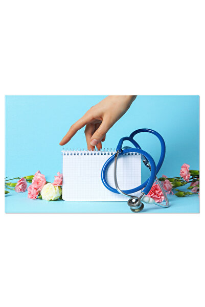 StoryGift Romania Tablou Canvas - Ziua Medicului: Stetoscop, Flori, Sanatate,...