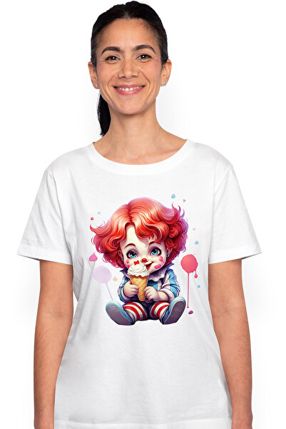 StoryGift Romania Tricou Femei Cu O Fetita Clovn, Ilustratie Joker, Are O Ing...