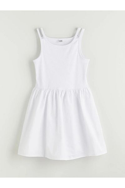 LC Waikiki LCW Kids Rochie albă pentru fetiță cu decolteu în U