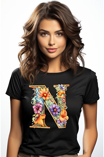 StoryGift Romania Tricou Femei Cu Litera "n", Ilustratie, Pentru Copii, Scoal...