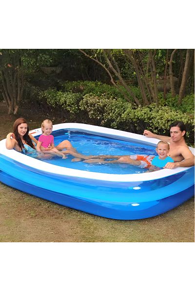 Intex Piscina gonflabila dreptunghiulara, pentru familie, gradina, Albastru, 200 x 150 x 50 cm