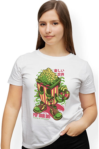 StoryGift Romania Tricou Femei Cu Mesaj In Engleza Pop Your Day, Floricele, P...