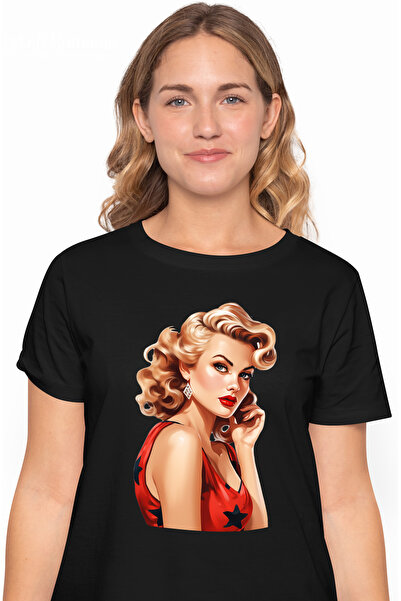 StoryGift Romania Tricou Femei Cu O Femeie Frumoasa Cu Parul Blond, Ilustrati...