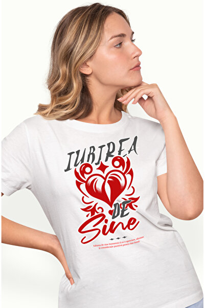 StoryGift Romania Tricou Femei Iubirea De Sine Inima Self Love Cu Imprimeu Pe...
