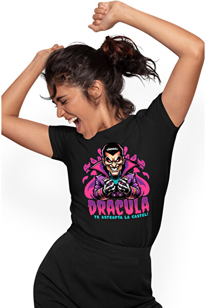 StoryGift Romania Tricou Femei Dracula-te Asteapta La Castel, Cu Imprimeu Pe ...