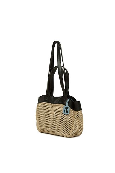Bagmori Mini geantă neagră pentru femei Puppy Straw Mesh M000008624