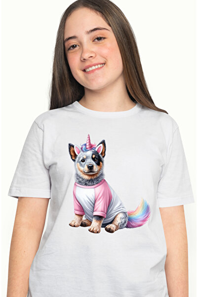 StoryGift Romania Tricou Femei Cu Un Catelus In Costum De Unicorn, Ilustratie...