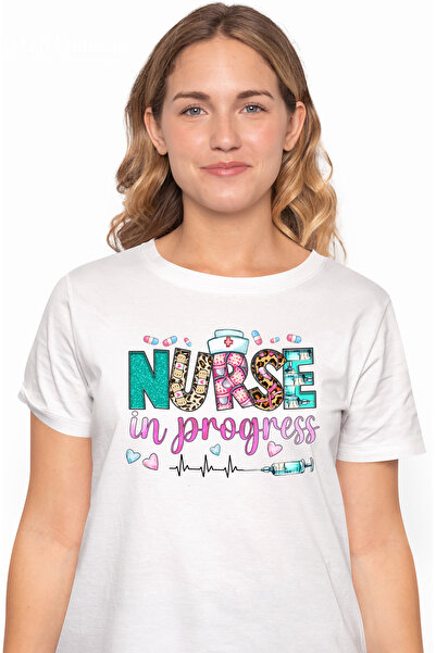 StoryGift Romania Tricou Femei Cu Mesajul "nurse In Progress", Profesie, Ilus...