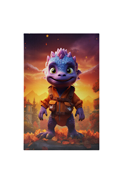 StoryGift Romania Tablou Canvas: Pui De Dragon Mov- Personaj Animat Pictura Digitala