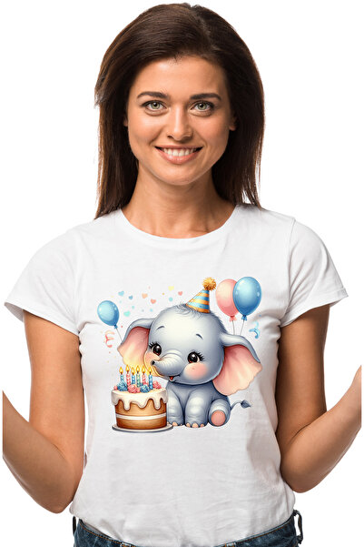 StoryGift Romania Tricou Femei Cu O Femela Elefant Care Sufla In Lumanarile D...