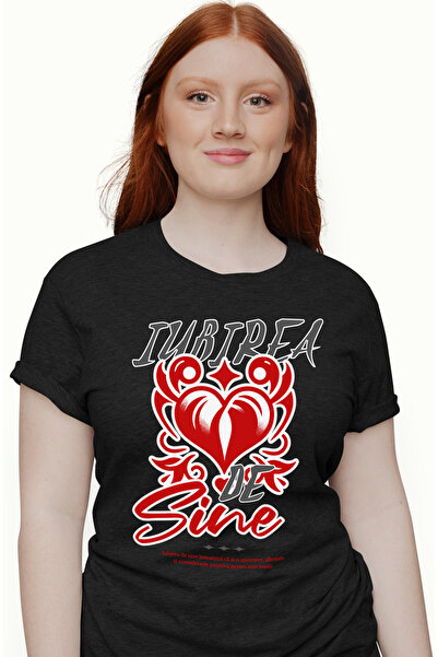 StoryGift Romania Tricou Femei Iubirea De Sine Inima Self Love Cu Imprimeu Pe...