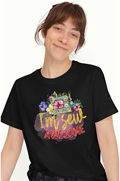 StoryGift Romania Tricou Femei Cu Mesajul "i'm Sew Awesome", Profesie, Ilustr...